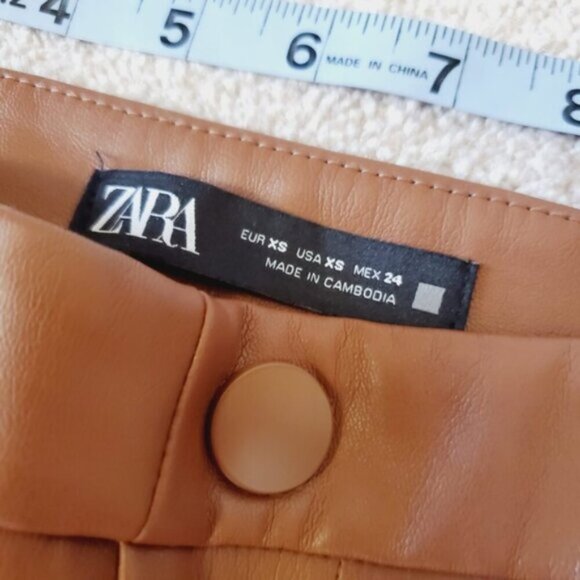 NWOT Zara Faux Leather Ankle Zip High Rise Pants XS - Picture 5 of 7